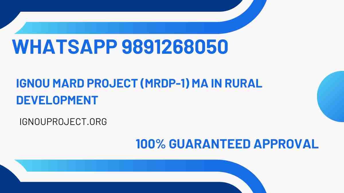 IGNOU MARD Project (MRDP-1) MA in Rural Development