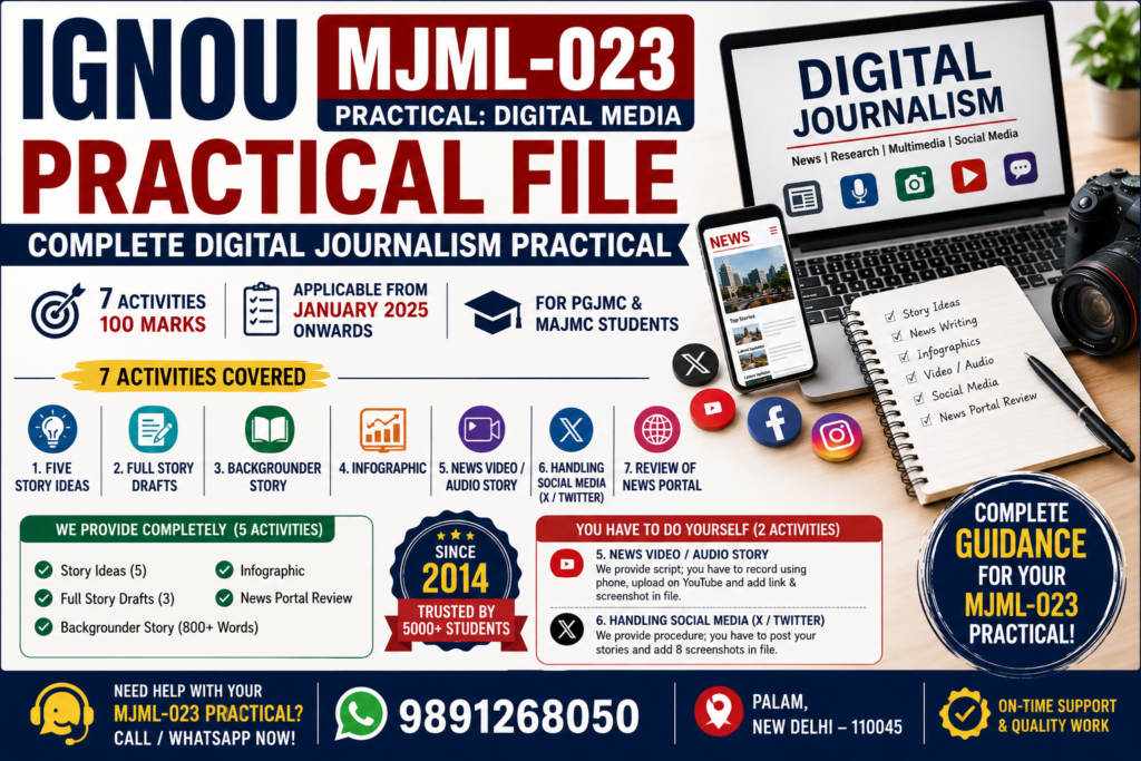 IGNOU MJML-023 Practical File – Complete Digital Media Guide