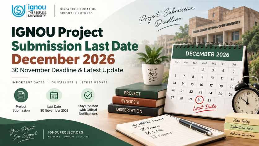IGNOU Project Submission Last Date December 2026: 30 November Deadline & Latest Update